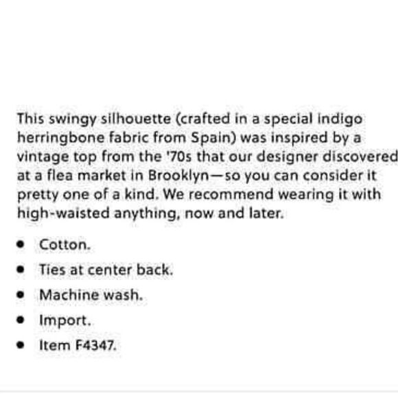 J.Crew denim swing top in Spanish indigo size XXS - Picture 11 of 11